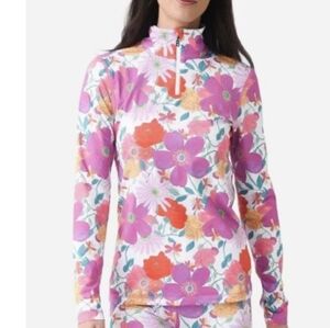 Bogner Fire+Ice LoveShackFancy. Quarter Zip SKI/Snowboard Base Layer. Floral.